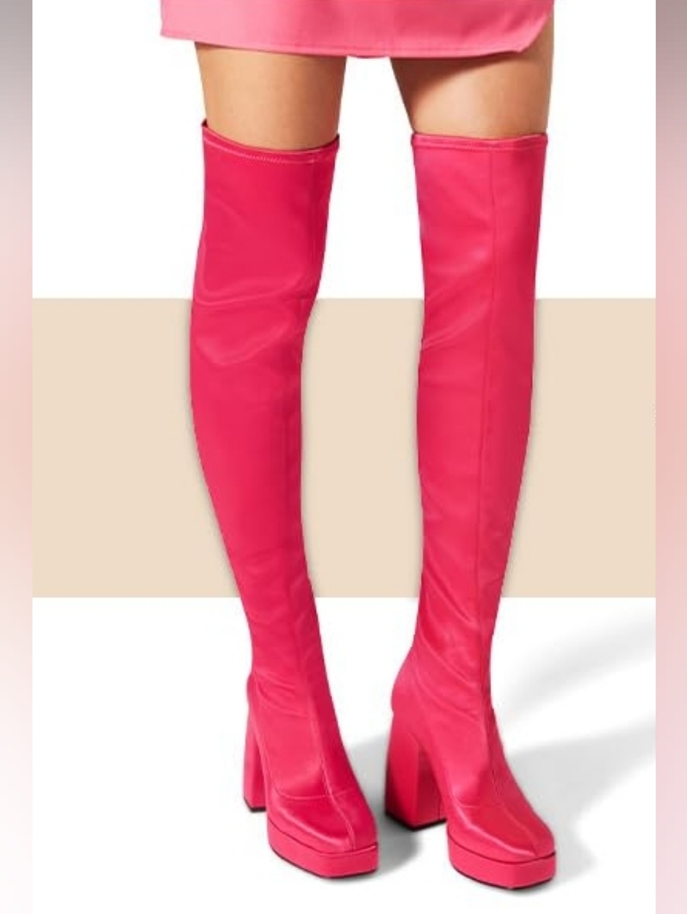 Katy Perry Brown Satin UpliftOTK Over the Knee High Heel Zip Platform Boot Sz 10 - Picture 9 of 9